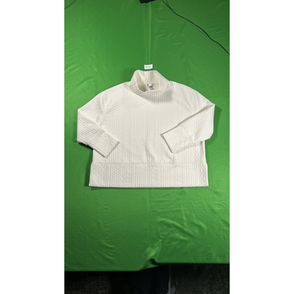 Christopher & Banks Cream Cable Knit Textured Mock Neck Sweater Large